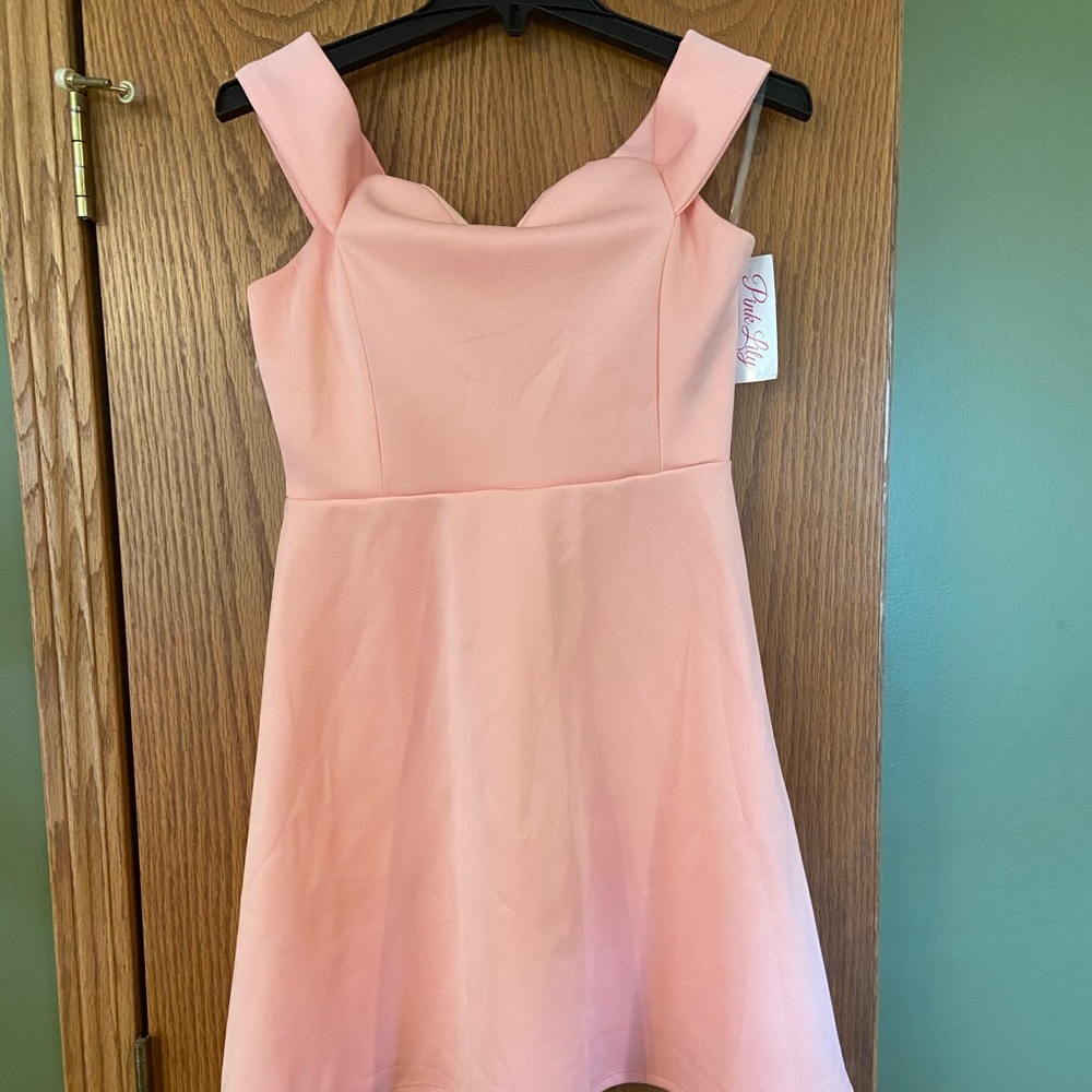 Pink Lily Blush off the shoulder dress
